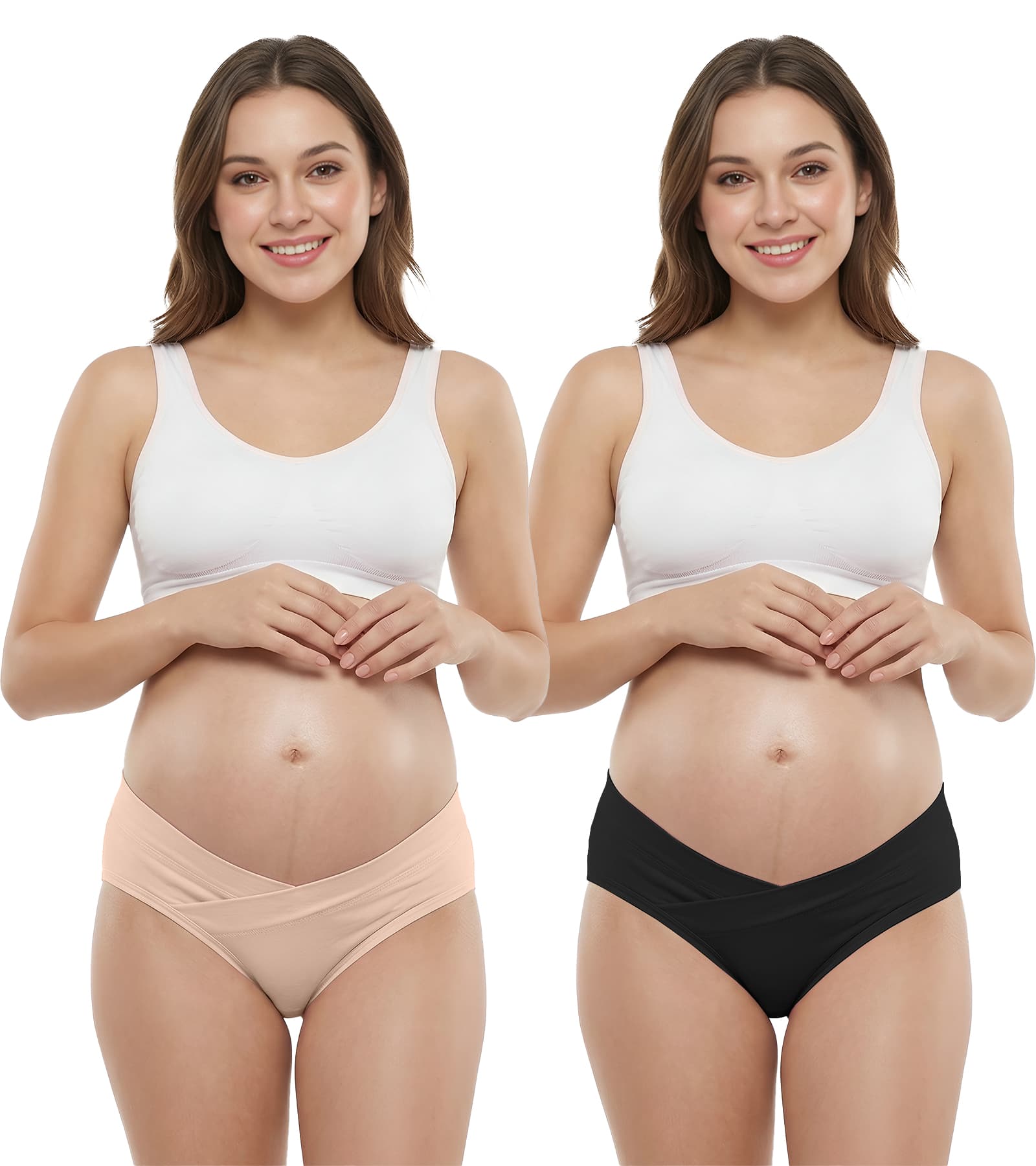 DClub Women's Cotton Seamless Maternity Underwear | Under the Bump Pregnancy & Postpartum Bikini Panties | Soft Stretch Breathable Everyday Wear Pack of 2